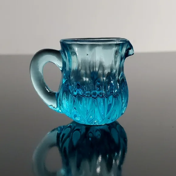 GLOWS Degenhart Aqua Blue Glass Mini Pitcher Toothpick Holder - Picture 9 of 12